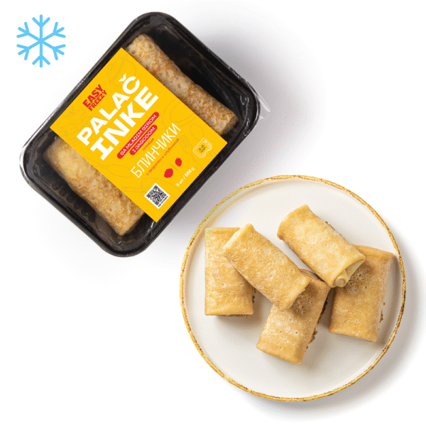 Блинчики с творогом и клубникой , 550 г (замороженные, готовые) 5 шт